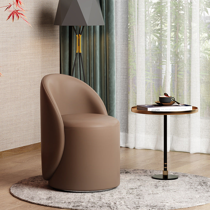 Modern Simplicity Sherpa Fabric Fleece PU Leather Wood Sponge Thumb Round Curved Vanity Stool Backrest Swivel For Bedroom