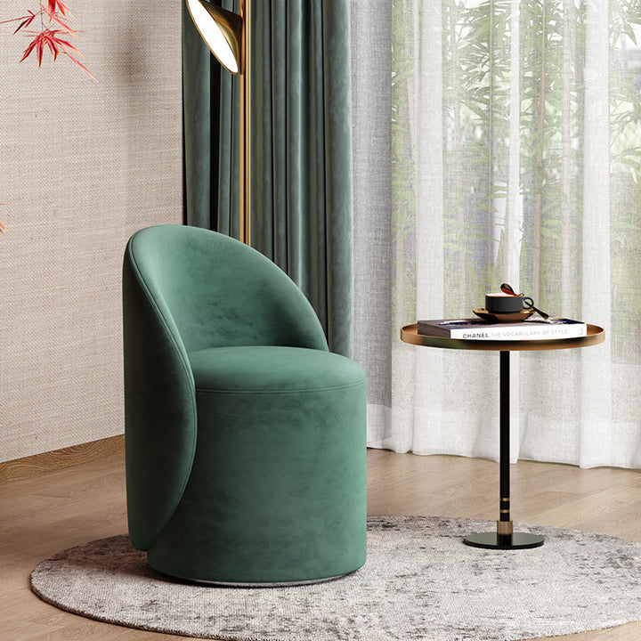 Modern Simplicity Sherpa Fabric Fleece PU Leather Wood Sponge Thumb Round Curved Vanity Stool Backrest Swivel For Bedroom