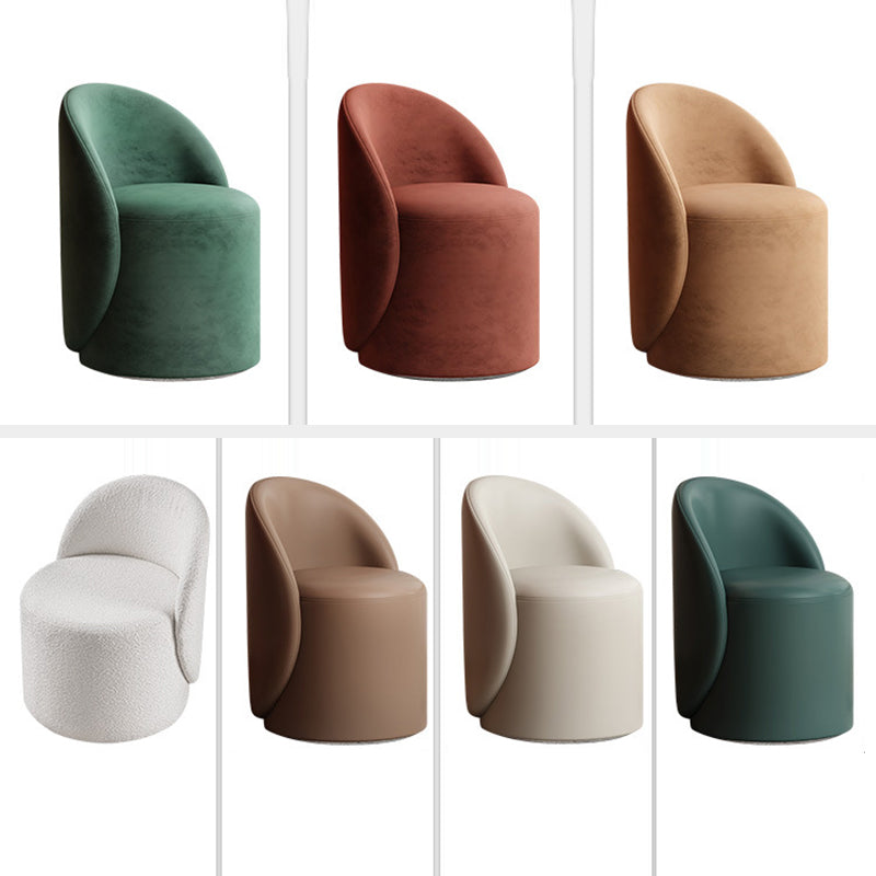 Modern Simplicity Sherpa Fabric Fleece PU Leather Wood Sponge Thumb Round Curved Vanity Stool Backrest Swivel For Bedroom