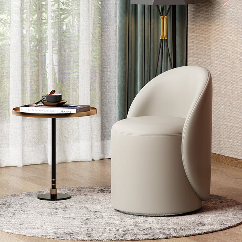 Modern Simplicity Sherpa Fabric Fleece PU Leather Wood Sponge Thumb Round Curved Vanity Stool Backrest Swivel For Bedroom