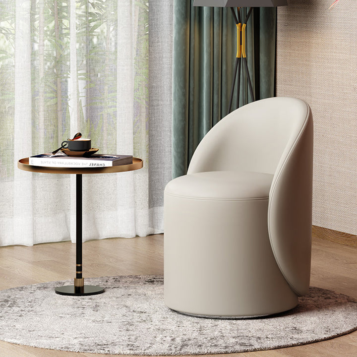 Modern Simplicity Sherpa Fabric Fleece PU Leather Wood Sponge Thumb Round Curved Vanity Stool Backrest Swivel For Bedroom