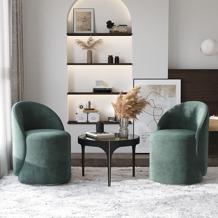Modern Simplicity Sherpa Fabric Fleece PU Leather Wood Sponge Thumb Round Curved Vanity Stool Backrest Swivel For Bedroom