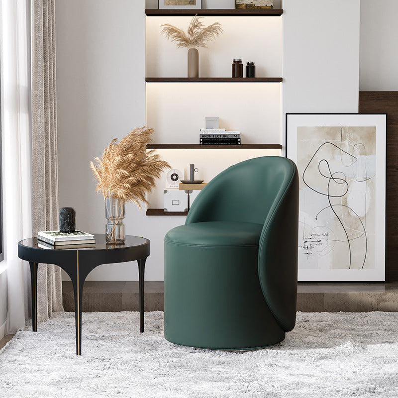 Modern Simplicity Sherpa Fabric Fleece PU Leather Wood Sponge Thumb Round Curved Vanity Stool Backrest Swivel For Bedroom