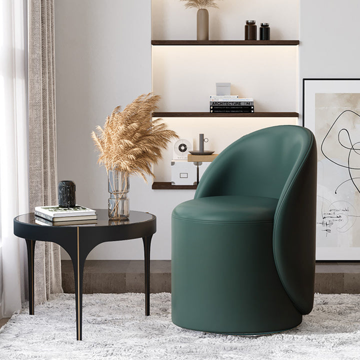Modern Simplicity Sherpa Fabric Fleece PU Leather Wood Sponge Thumb Round Curved Vanity Stool Backrest Swivel For Bedroom