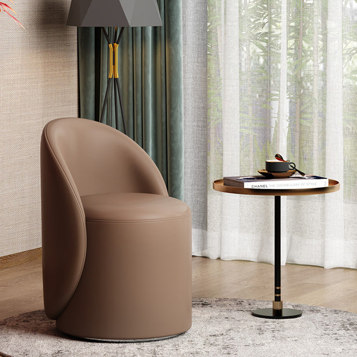 Modern Simplicity Sherpa Fabric Fleece PU Leather Wood Sponge Thumb Round Curved Vanity Stool Backrest Swivel For Bedroom