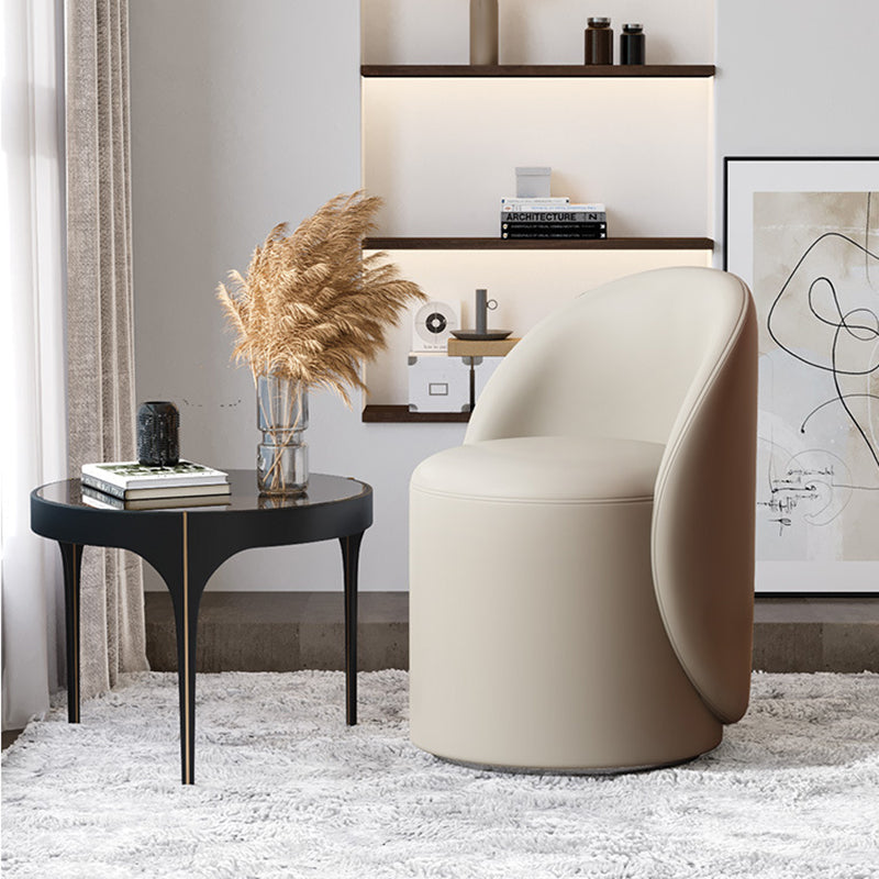 Modern Simplicity Sherpa Fabric Fleece PU Leather Wood Sponge Thumb Round Curved Vanity Stool Backrest Swivel For Bedroom