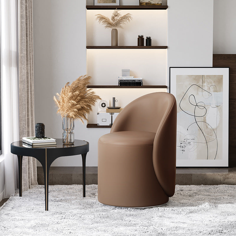 Modern Simplicity Sherpa Fabric Fleece PU Leather Wood Sponge Thumb Round Curved Vanity Stool Backrest Swivel For Bedroom