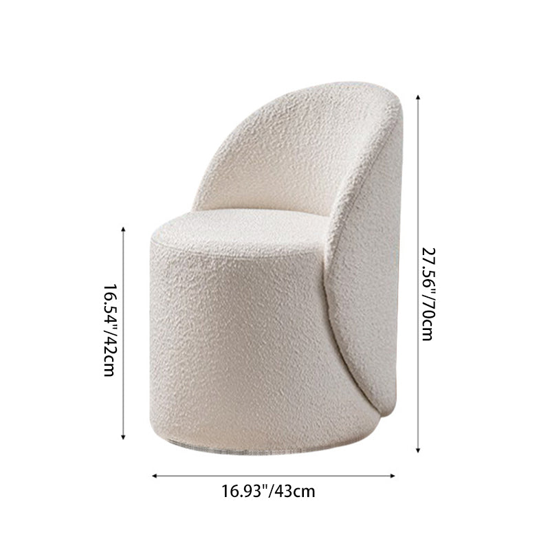 Modern Simplicity Sherpa Fabric Fleece PU Leather Wood Sponge Thumb Round Curved Vanity Stool Backrest Swivel For Bedroom