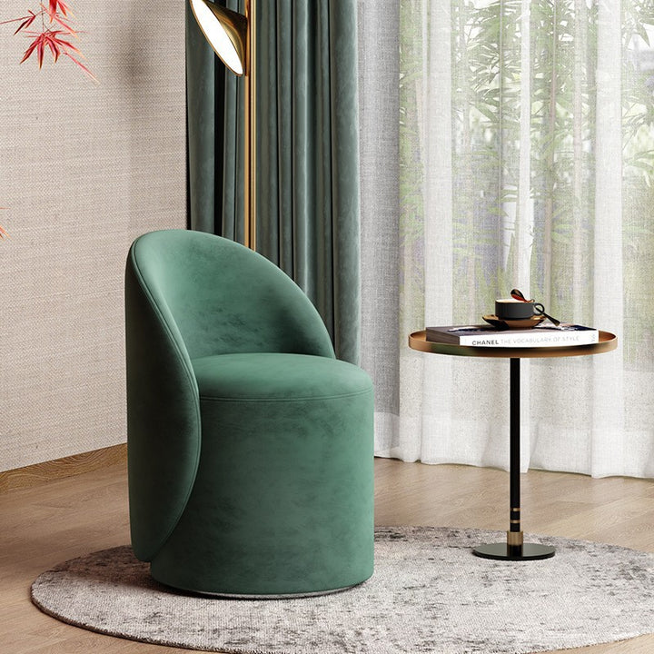 Modern Simplicity Sherpa Fabric Fleece PU Leather Wood Sponge Thumb Round Curved Vanity Stool Backrest Swivel For Bedroom