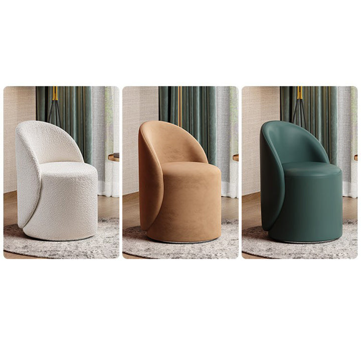 Modern Simplicity Sherpa Fabric Fleece PU Leather Wood Sponge Thumb Round Curved Vanity Stool Backrest Swivel For Bedroom
