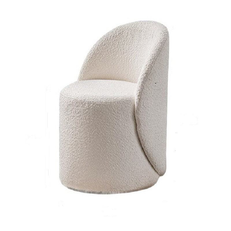 Modern Simplicity Sherpa Fabric Fleece PU Leather Wood Sponge Thumb Round Curved Vanity Stool Backrest Swivel For Bedroom