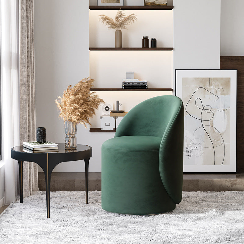 Modern Simplicity Sherpa Fabric Fleece PU Leather Wood Sponge Thumb Round Curved Vanity Stool Backrest Swivel For Bedroom