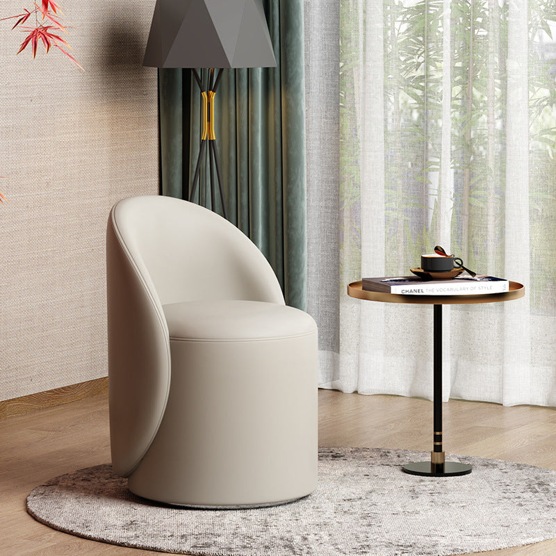Modern Simplicity Sherpa Fabric Fleece PU Leather Wood Sponge Thumb Round Curved Vanity Stool Backrest Swivel For Bedroom