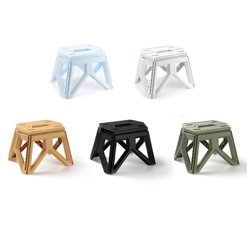 Tabouret bas pliable portable rectangulaire avec pieds triangulaires industriels contemporains en PP, sans dossier, pour l&