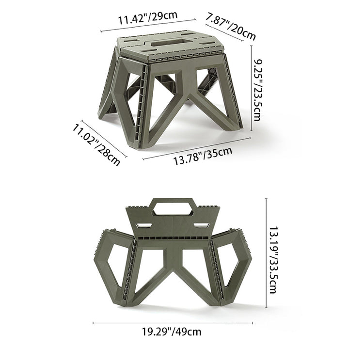 Contemporary Industrial PP Rectangular Triangle Leg Foldable Portable Low Stool Backless For Outdoor