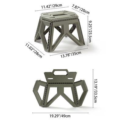 Tabouret bas pliable portable rectangulaire avec pieds triangulaires industriels contemporains en PP, sans dossier, pour l'extérieur 