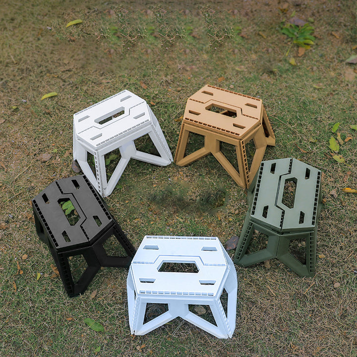 Contemporary Industrial PP Rectangular Triangle Leg Foldable Portable Low Stool Backless For Outdoor