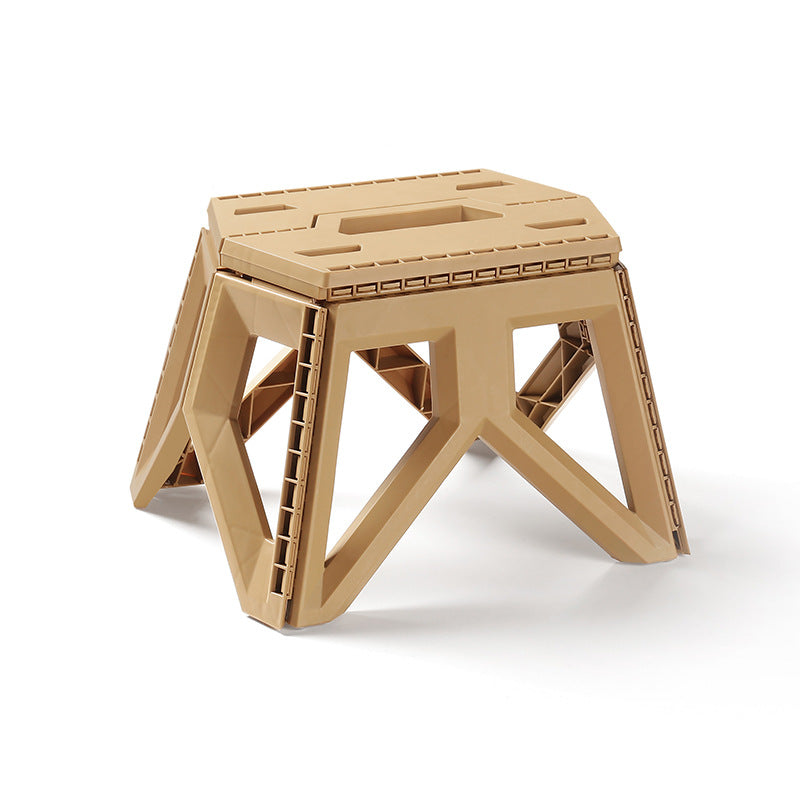 Tabouret bas pliable portable rectangulaire avec pieds triangulaires industriels contemporains en PP, sans dossier, pour l&