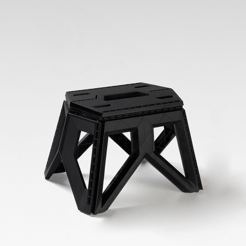 Tabouret bas pliable portable rectangulaire avec pieds triangulaires industriels contemporains en PP, sans dossier, pour l&