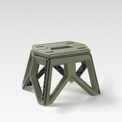 Tabouret bas pliable portable rectangulaire avec pieds triangulaires industriels contemporains en PP, sans dossier, pour l'extérieur 