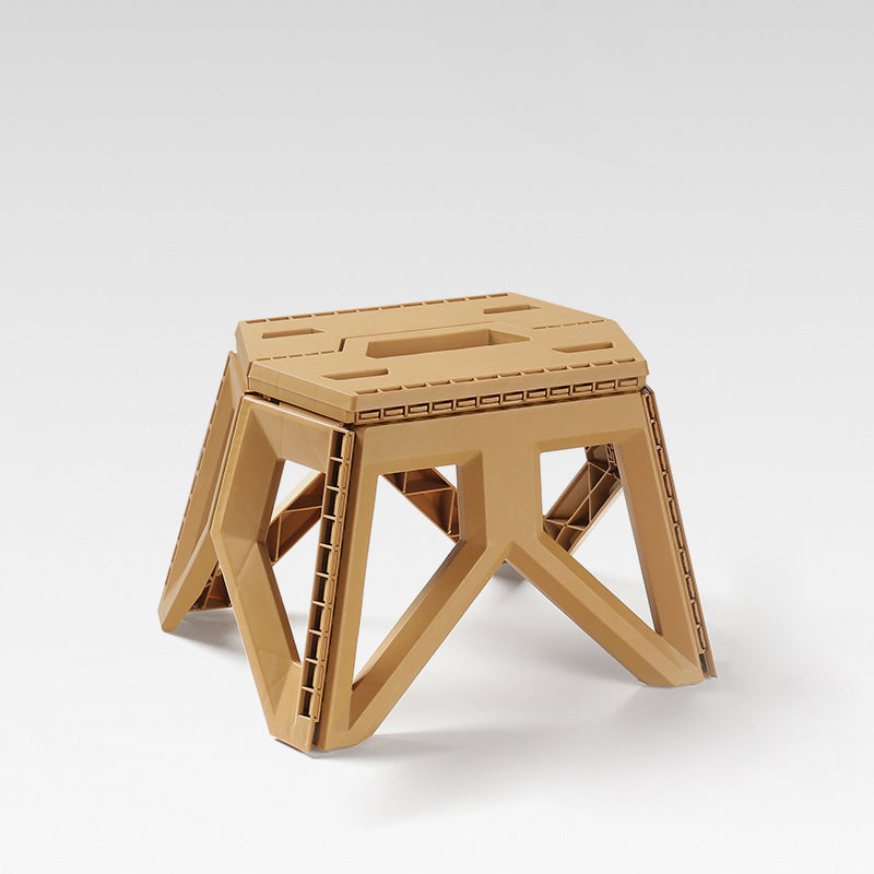 Tabouret bas pliable portable rectangulaire avec pieds triangulaires industriels contemporains en PP, sans dossier, pour l&