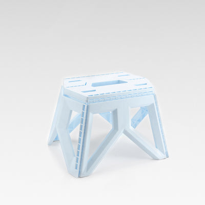 Tabouret bas pliable portable rectangulaire avec pieds triangulaires industriels contemporains en PP, sans dossier, pour l'extérieur 