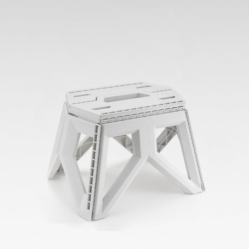 Tabouret bas pliable portable rectangulaire avec pieds triangulaires industriels contemporains en PP, sans dossier, pour l&