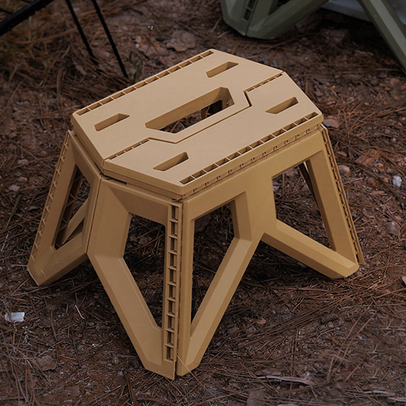 Tabouret bas pliable portable rectangulaire avec pieds triangulaires industriels contemporains en PP, sans dossier, pour l&