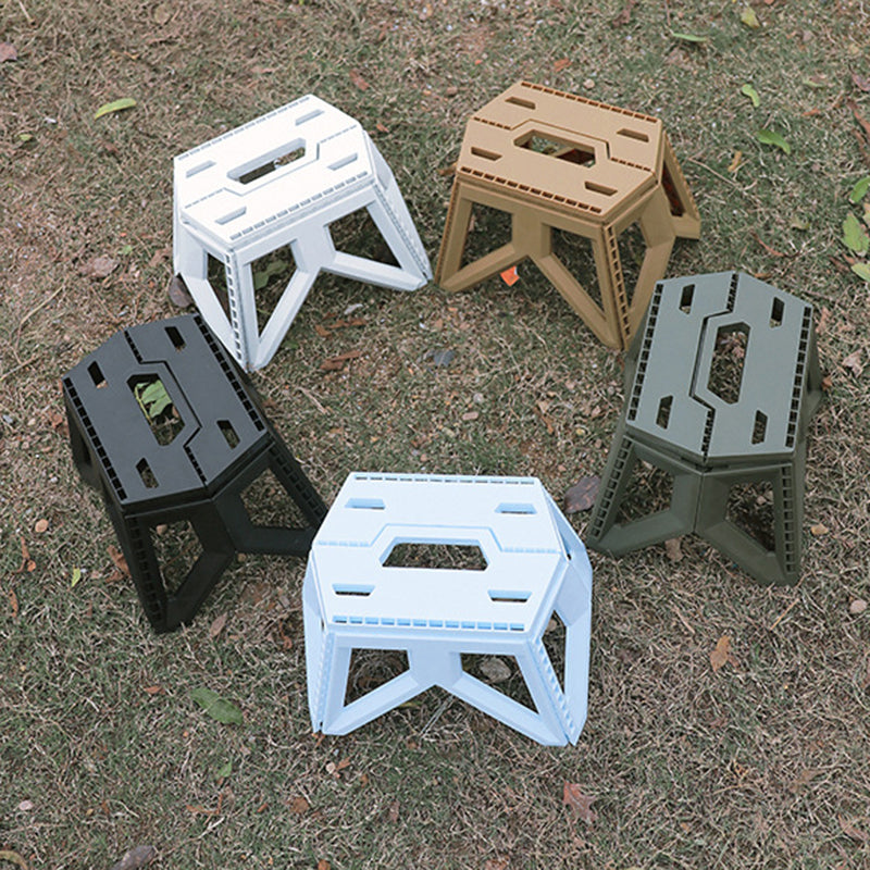 Tabouret bas pliable portable rectangulaire avec pieds triangulaires industriels contemporains en PP, sans dossier, pour l&