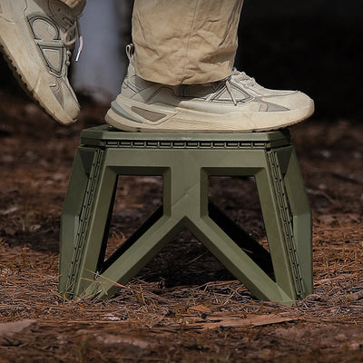 Tabouret bas pliable portable rectangulaire avec pieds triangulaires industriels contemporains en PP, sans dossier, pour l'extérieur 