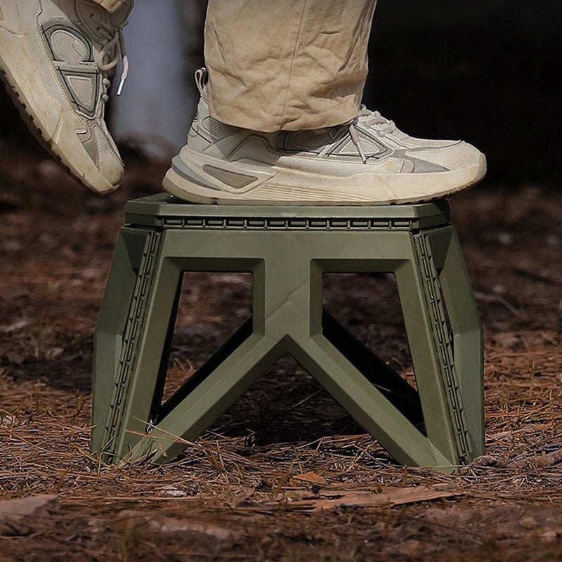 Tabouret bas pliable portable rectangulaire avec pieds triangulaires industriels contemporains en PP, sans dossier, pour l&
