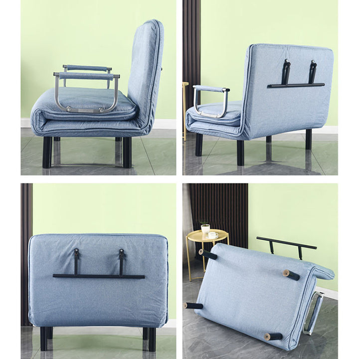 Modern Simplicity Wood Cotton Linen Sponge Foldable Rectangular Sofa Bed For Living Room