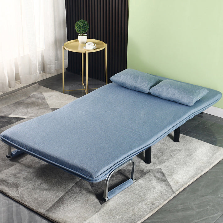 Modern Simplicity Wood Cotton Linen Sponge Foldable Rectangular Sofa Bed For Living Room