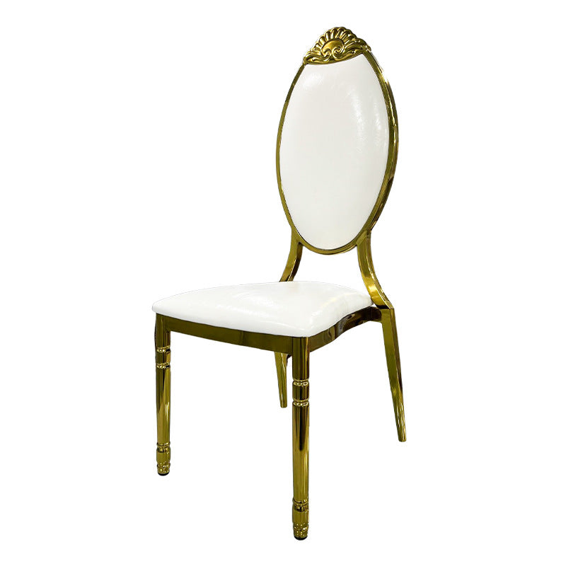 Dossier de chaise de salle à manger ovale sculpté en cuir, cire à l&