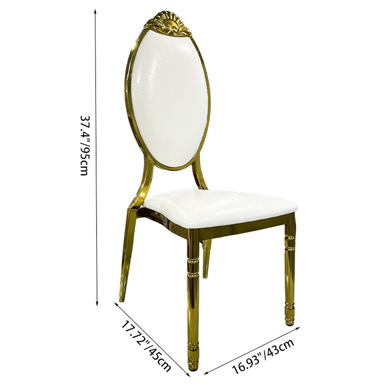 Dossier de chaise de salle à manger ovale sculpté en cuir, cire à l&