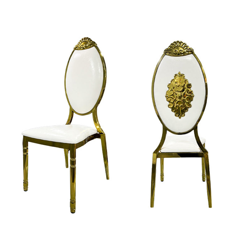 Dossier de chaise de salle à manger ovale sculpté en cuir, cire à l&