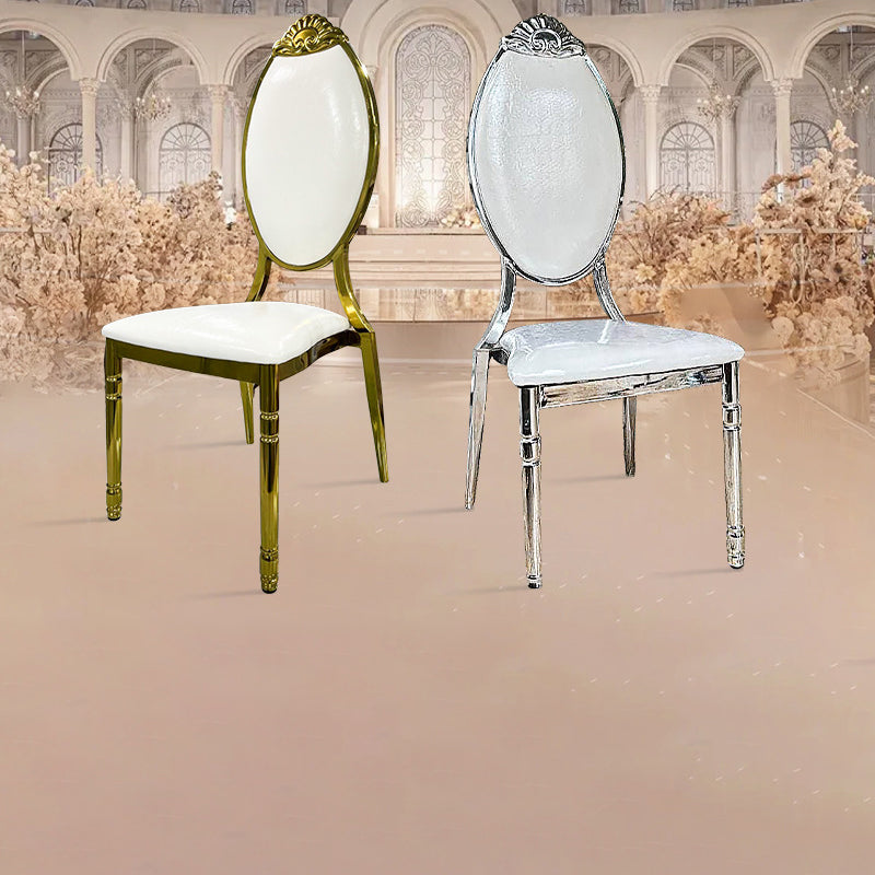 Dossier de chaise de salle à manger ovale sculpté en cuir, cire à l&
