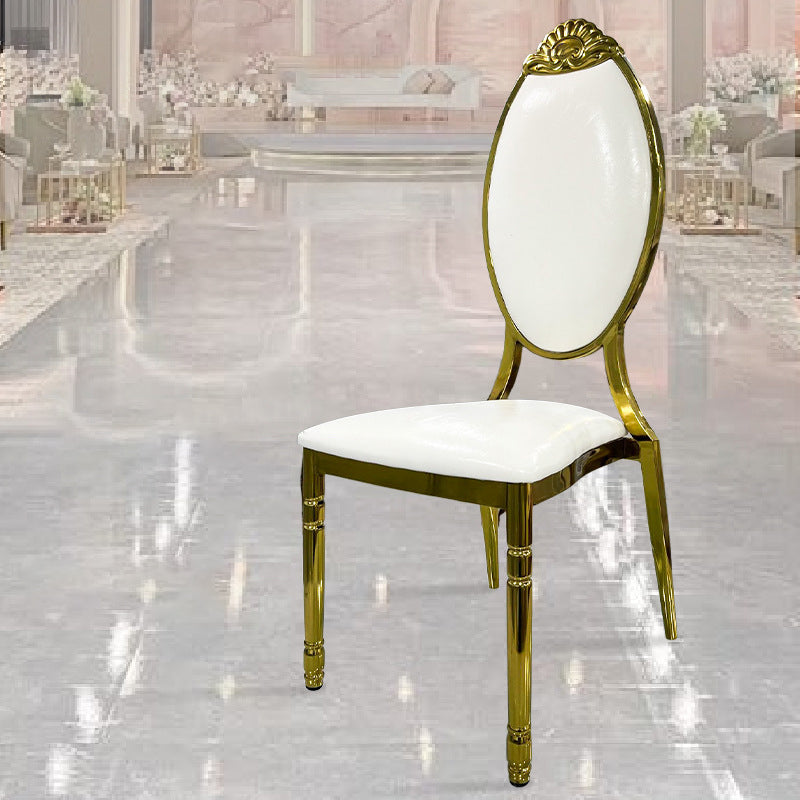 Dossier de chaise de salle à manger ovale sculpté en cuir, cire à l&
