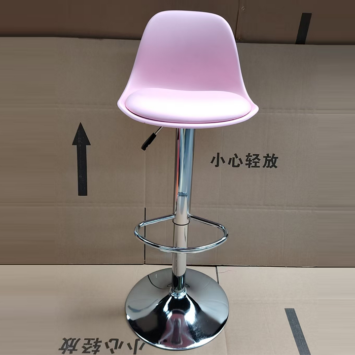 モダンミニマリストメタルプラスチックフェイクレザースポンジオーバルスイベルリフトバースツール背もたれ足置き台キッチン用 