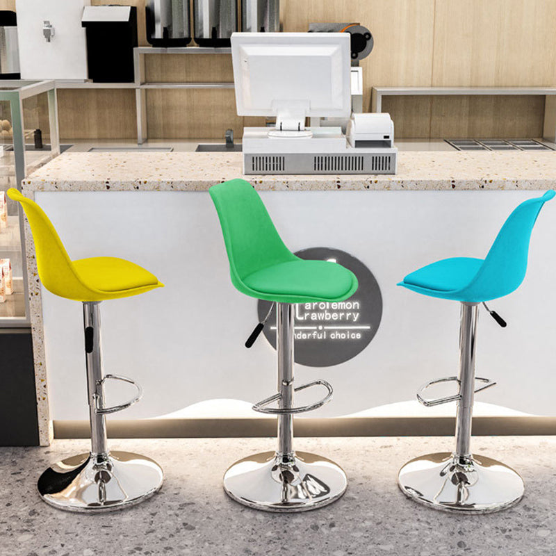 Moderno Minimalista Metal Plástico Cuero Esponja Taburete de Bar Ovalado Giratorio Elevable con Respaldo y Reposapiés para Cocina 