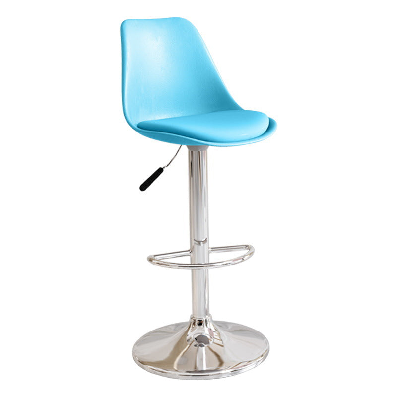 Moderno Minimalista Metal Plástico Cuero Esponja Taburete de Bar Ovalado Giratorio Elevable con Respaldo y Reposapiés para Cocina 