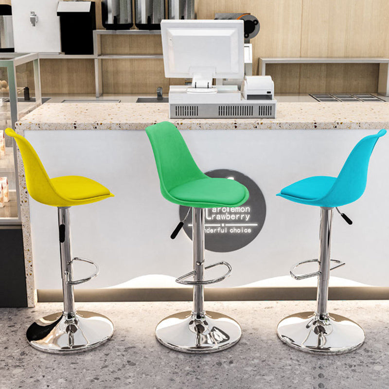 Moderno Minimalista Metal Plástico Cuero Esponja Taburete de Bar Ovalado Giratorio Elevable con Respaldo y Reposapiés para Cocina 