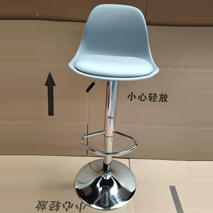 モダンミニマリストメタルプラスチックフェイクレザースポンジオーバルスイベルリフトバースツール背もたれ足置き台キッチン用 