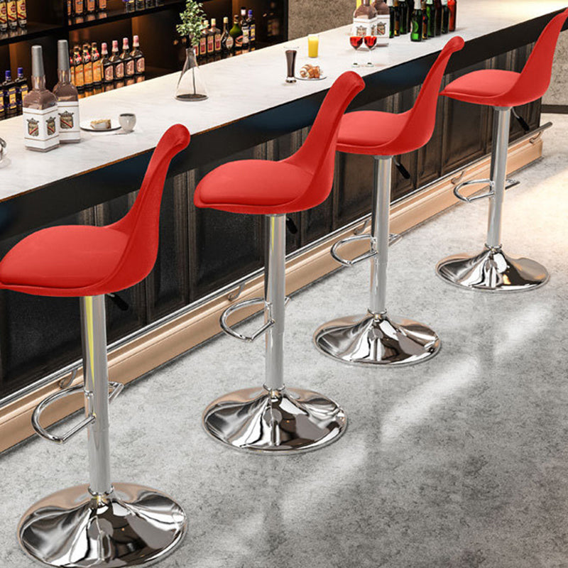 Moderno Minimalista Metal Plástico Cuero Esponja Taburete de Bar Ovalado Giratorio Elevable con Respaldo y Reposapiés para Cocina 