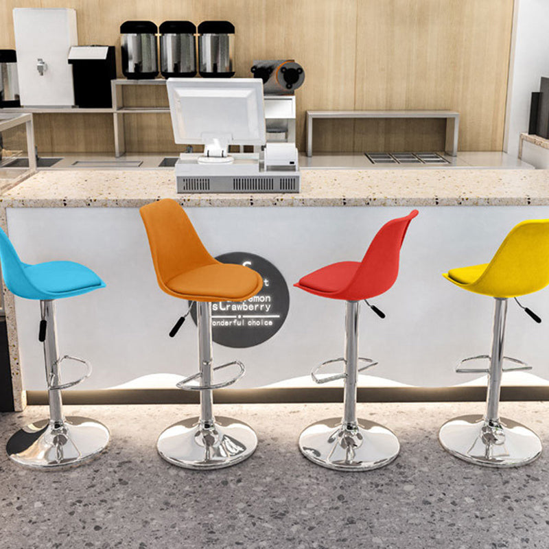 Moderno Minimalista Metal Plástico Cuero Esponja Taburete de Bar Ovalado Giratorio Elevable con Respaldo y Reposapiés para Cocina 