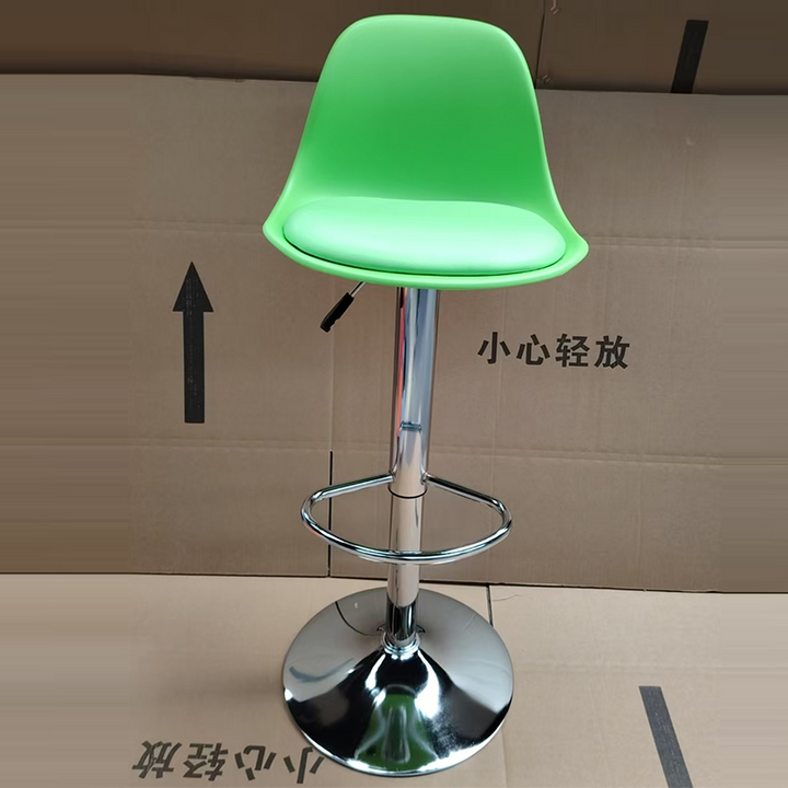 モダンミニマリストメタルプラスチックフェイクレザースポンジオーバルスイベルリフトバースツール背もたれ足置き台キッチン用 
