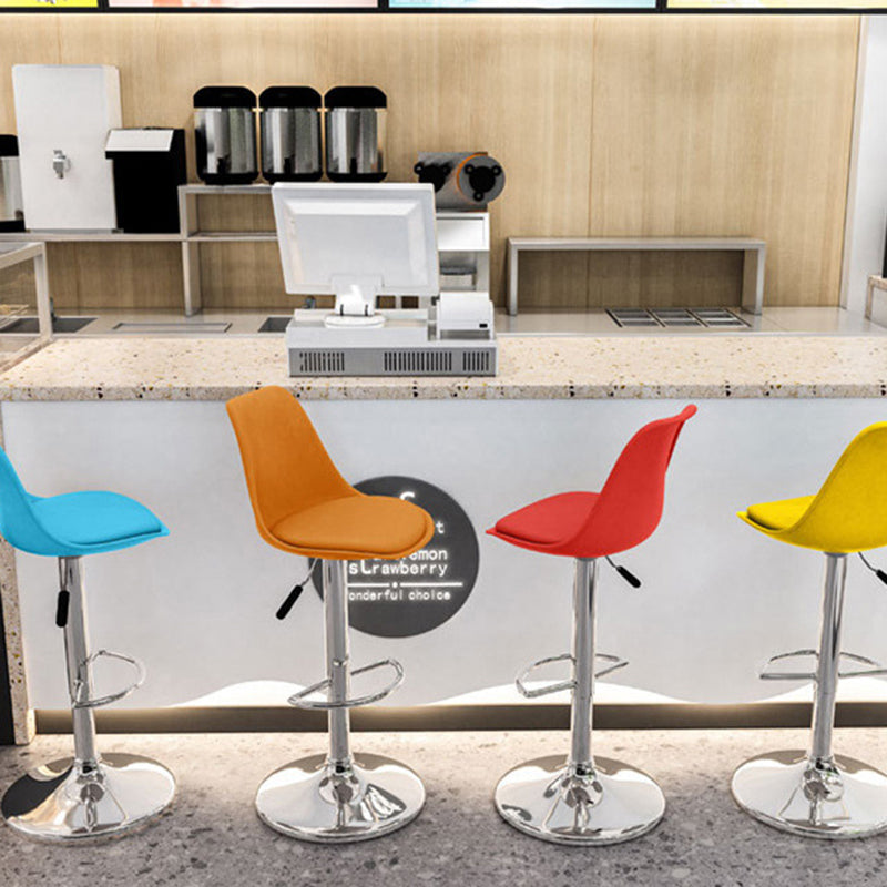 Moderno Minimalista Metal Plástico Cuero Esponja Taburete de Bar Ovalado Giratorio Elevable con Respaldo y Reposapiés para Cocina 
