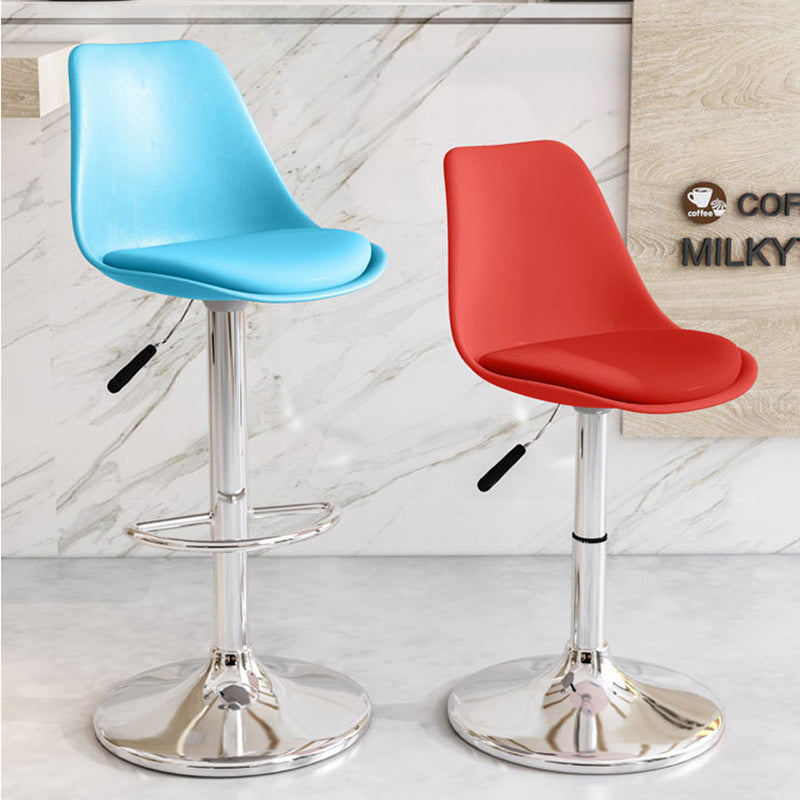 Moderno Minimalista Metal Plástico Cuero Esponja Taburete de Bar Ovalado Giratorio Elevable con Respaldo y Reposapiés para Cocina 