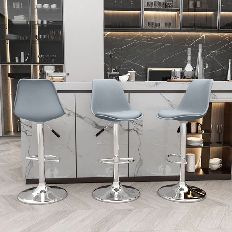 Moderno Minimalista Metal Plástico Cuero Esponja Taburete de Bar Ovalado Giratorio Elevable con Respaldo y Reposapiés para Cocina 