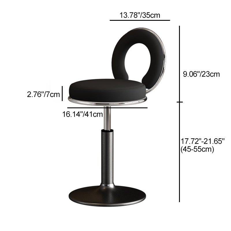 Taburete de Bar Redondo de Cuero Minimalista Moderno con Respaldo y Reposapiés para Cocina 